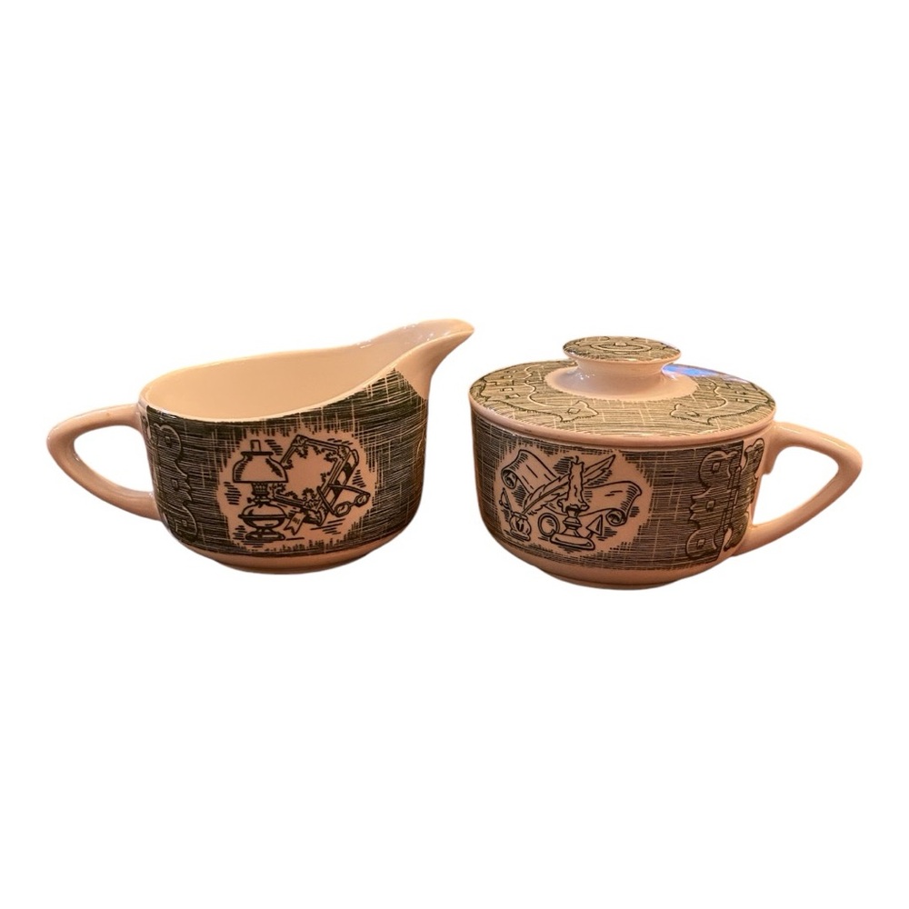 Vintage Royal China The Old Curiosity Shop Creamer & Lidded Sugar Bowl Set